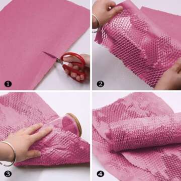Honeycomb Packing Paper,11.5" x 164' Honeycomb Cushioning Wrap Roll Honeycomb Packing Paper Wrap,Eco-friendly Packaging Paper Kraft Paper Bubble Paper Shipping Moving Wrap Paper (Pink)