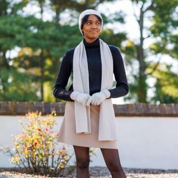 Fishers Finery Women's Cashmere 3pc Cable Knit Set