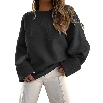 LOGENE Women's Oversized Fuzzy Knit Pullover Sweater - Winter 2024 Fashion