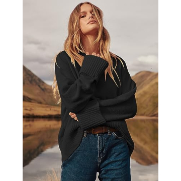 LOGENE Women's Oversized Fuzzy Knit Pullover Winter Sweater