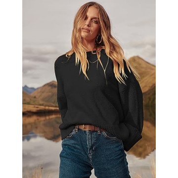 LOGENE Women's Oversized Fuzzy Knit Pullover Winter Sweater