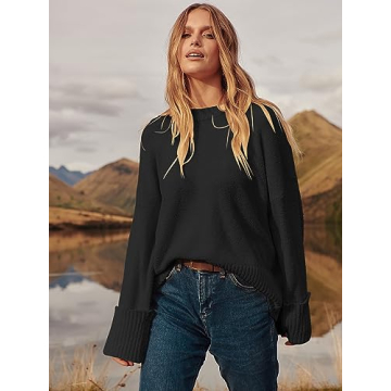 LOGENE Women's Oversized Fuzzy Knit Pullover Winter Sweater