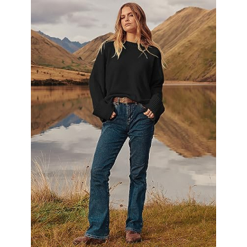 LOGENE Women's Oversized Fuzzy Knit Pullover Winter Sweater