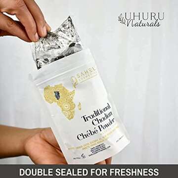 Uhuru Naturals Sahel Cosmetics Chebe Powder - Contains All-Natural Ingredients Promotes Strong and Healthy Hair Growth Helps Prevent Breakage Especially Formulated for Dry Hair Available in 4 Sizes