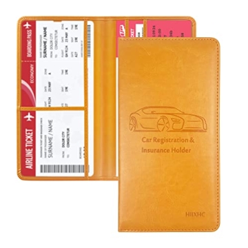 Car Registration and Insurance Card Holder - Leather Vehicle Glove Box Automobile Documents Paperwor...