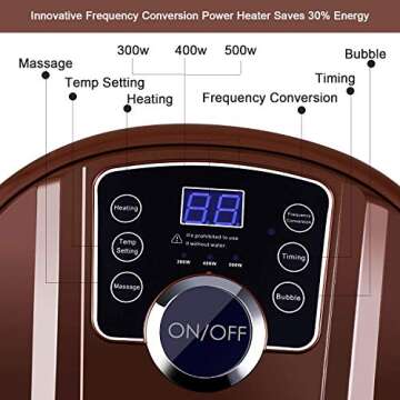 Ovitus Foot Spa Bath Massager with Heat,16 Pedicure Spa Motorized Shiatsu Roller Massage Feet, Frequency Conversion, O2 Bubbles, Adjustable Time & Temperature,LED Display