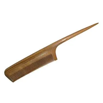 Exquisite Anti-Static Green Sandalwood Fine Tooth Rat Tail Comb for Effortless Grooming