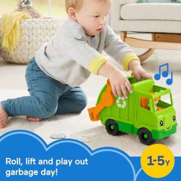 Fun Fisher-Price Little People Musical Recycling Truck with Figure for Kids