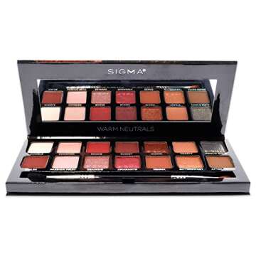 Sigma Beauty Warm Neutrals Eyeshadow Palette - 14 Highly Pigmented Vegan Shades for All Occasions