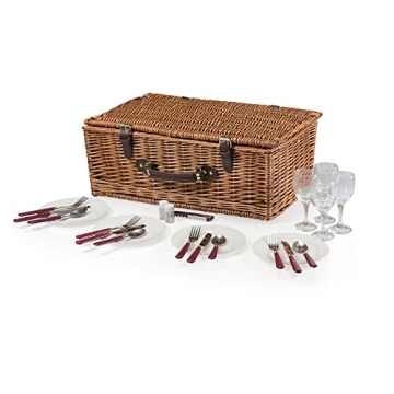 Stylish Picnic Time Wicker Basket Set for 4 Persons