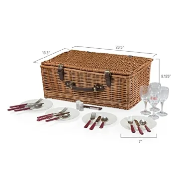 Stylish Picnic Time Wicker Basket Set for 4 Persons