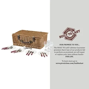 Stylish Picnic Time Wicker Basket Set for 4 Persons