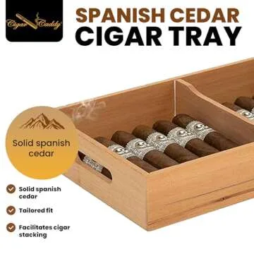Humidor Supreme Spanish Cedar Cigar Tray with Air Circulation Slots | Cigar Organizer Tray with Adju...