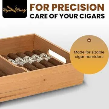 Humidor Supreme Spanish Cedar Cigar Tray with Air Circulation Slots | Cigar Organizer Tray with Adjustable Dividers for Large Tower & Display Humidors