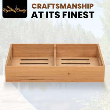 Humidor Supreme Spanish Cedar Cigar Tray with Air Circulation Slots | Cigar Organizer Tray with Adjustable Dividers for Large Tower & Display Humidors