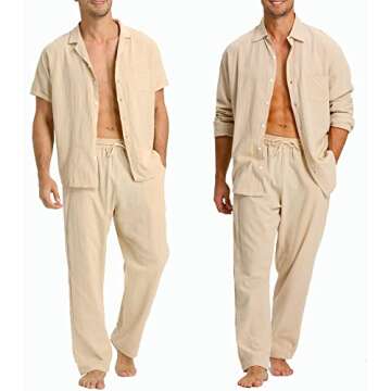 YAOGRO Men's Linen Sets for Comfortable Casual Wear