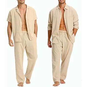 YAOGRO Men's Linen Sets for Comfortable Casual Wear