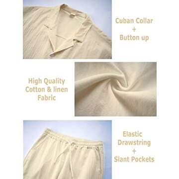 YAOGRO Men's Linen Sets for Comfortable Casual Wear