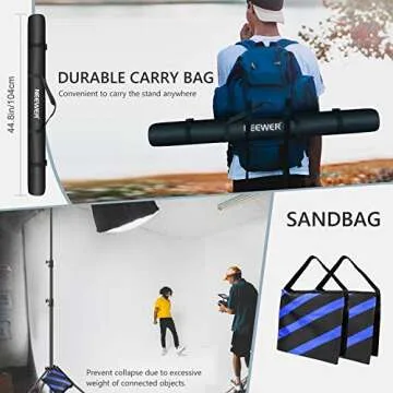 Neewer Light Stands 10 Feet/3 Meters, Pro Heavy Duty Spring Cushioned, All Metal Locking Collars, Set of 2 (Black Finish) with Carry Bags and Sandbags for Photo Video Photography HTC Vive, etc