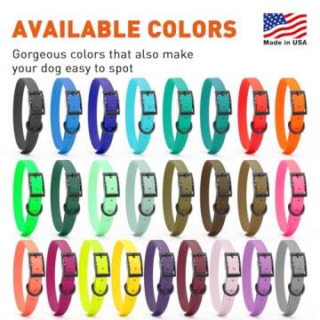Dogline Biothane Waterproof Dog Collar Strong Coated Nylon Webbing with Black Hardware Odor- Proof f...
