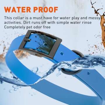 Dogline Biothane Waterproof Dog Collar Strong Coated Nylon Webbing with Black Hardware Odor- Proof for Easy Care Easy to Clean High Performance Fits Small Medium or Large Dogs, Cerulean Blue