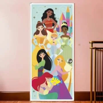Multicolor Disney Princess Party Door Plastic Poster (27" x 60") - Pack of 1 | Enchanting Design, Perfect Decoration Perfect for Kids Birthday Parties, Magical - Themed Events, & Celebrations