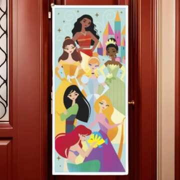 Multicolor Disney Princess Party Door Plastic Poster (27" x 60") - Pack of 1 | Enchanting Design, Perfect Decoration Perfect for Kids Birthday Parties, Magical - Themed Events, & Celebrations