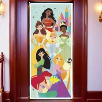 Multicolor Disney Princess Party Door Plastic Poster (27" x 60") - Pack of 1 | Enchanting Design, Perfect Decoration Perfect for Kids Birthday Parties, Magical - Themed Events, & Celebrations