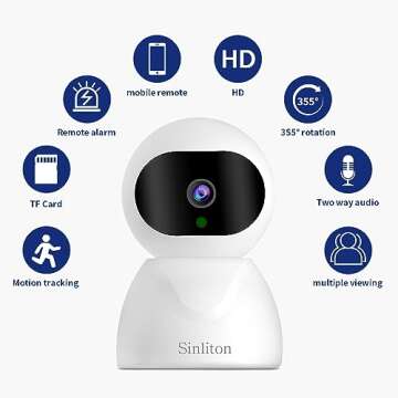Sinliton Indoor Security Camera for Home, WiFi Cameras with Phone App, Baby Monitor Dog-Cat-Pet Came...