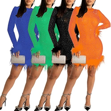 Women's Sexy Rhinestone Bodycon Dress for Night Out