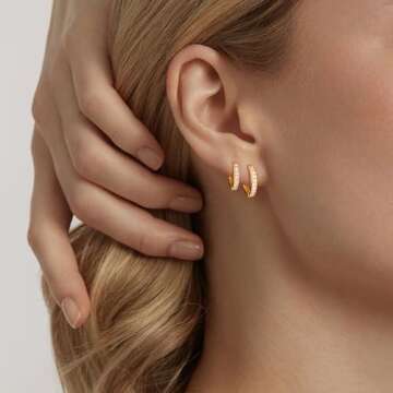 micuco 3 Pairs Small Hoop Earrings Tiny Cartilage Earrings for Women Cubic Zirconia Earrings Gold Plated Huggie Hoop Ear Piercing Earrings for Men Gold Plated 8mm 10mm 12mm