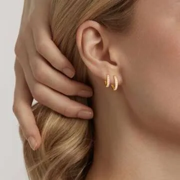 micuco 3 Pairs Small Hoop Earrings Tiny Cartilage Earrings for Women Cubic Zirconia Earrings Gold Plated Huggie Hoop Ear Piercing Earrings for Men Gold Plated 8mm 10mm 12mm