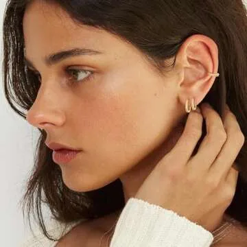 micuco 3 Pairs Small Hoop Earrings Tiny Cartilage Earrings for Women Cubic Zirconia Earrings Gold Plated Huggie Hoop Ear Piercing Earrings for Men Gold Plated 8mm 10mm 12mm