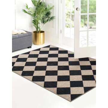 Lahome Checkered Easy Jute 3x5 Outdoor Patio Rug, Washable Rugs for Entryway Diamond Indoor Outdoor ...