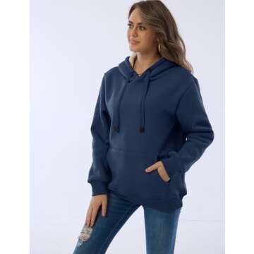 Haellun Women's Casual Winter Warm Fleece Sherpa Lined Pullover Hooded Sweatshirt