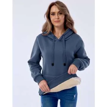 Haellun Women’s Warm Sherpa Lined Pullover Hoodie