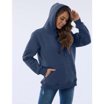 Haellun Women’s Warm Sherpa Lined Pullover Hoodie