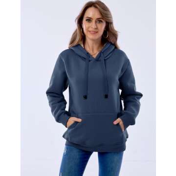 Haellun Women’s Warm Sherpa Lined Pullover Hoodie
