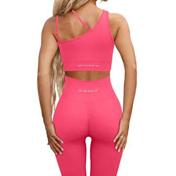 QINSEN Athletic Leggings for Women High Waist Quick Dry Workout GMY Running Sport Outfits Rosy M
