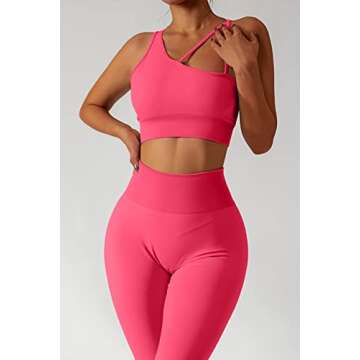 QINSEN Athletic Leggings for Women High Waist Quick Dry Workout GMY Running Sport Outfits Rosy M