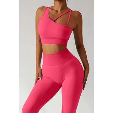 QINSEN Athletic Leggings for Women High Waist Quick Dry Workout GMY Running Sport Outfits Rosy M