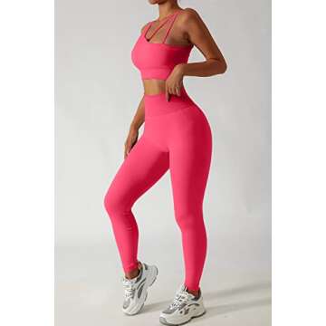 QINSEN Athletic Leggings for Women High Waist Quick Dry Workout GMY Running Sport Outfits Rosy M