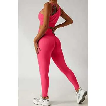QINSEN Athletic Leggings for Women High Waist Quick Dry Workout GMY Running Sport Outfits Rosy M
