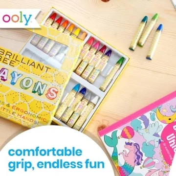 Ooly Brilliant Bee Crayons | Bright Ergonomic Set of 24