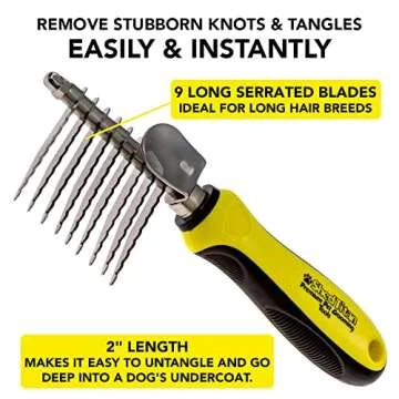 ShedTitan Dog Dematting Tools - 2 PC Set - Undercoat Rake & Dematting Comb for Dogs Doodles - Dog Detangler Brush - Matted Dog Hair Removal Mat Remover - Husky, Pyrenees, Persian Cats, Retriever