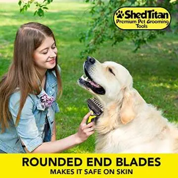 ShedTitan Dog Dematting Tools - 2 PC Set - Undercoat Rake & Dematting Comb for Dogs Doodles - Dog Detangler Brush - Matted Dog Hair Removal Mat Remover - Husky, Pyrenees, Persian Cats, Retriever