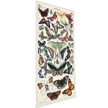Papillons Butterflies - Canvas Wall Scroll Art Poster - Large Vintage Minimalist Hanging 16" x 32" W...