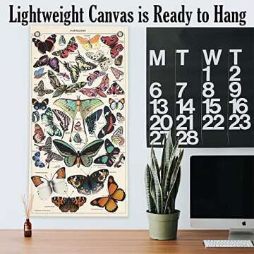 Papillons Butterflies - Canvas Wall Scroll Art Poster - Large Vintage Minimalist Hanging 16" x 32" Wall Decor Print - Perfect for Bedrooms, Bathroom, Living Rooms Or Kitchens Under $20