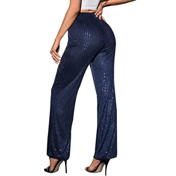 YHYJMY Glamorous High Waist Sequin Pants for Women
