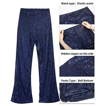 YHYJMY Glamorous High Waist Sequin Pants for Women